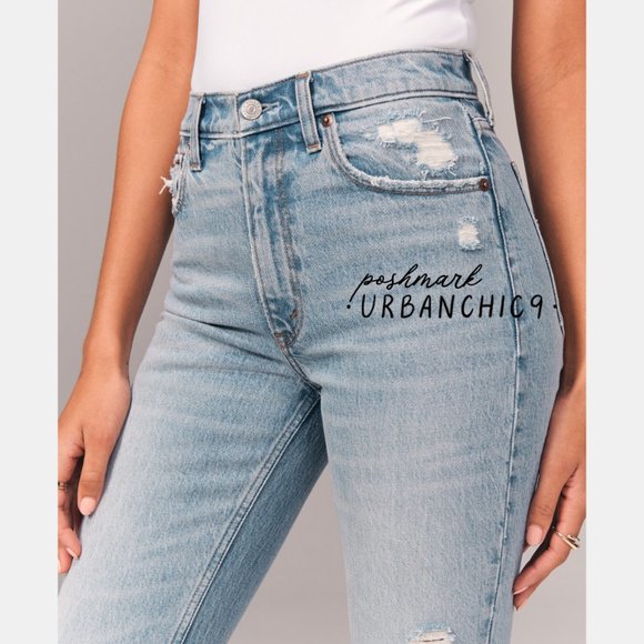 ABERCROMBIE High Rise Mom Jean Light Ripped 28 - Picture 3 of 15